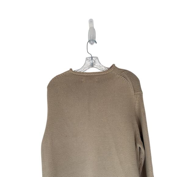 J.Crew Sweater Women's Cable Knit Mock Neck Beige Basic‎ Casual Soft Cozy Large - Picture 8 of 12